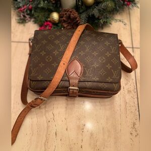 Vintage Louis Vuitton Monogram Cartouchiere Crossbody Bag with Buckle